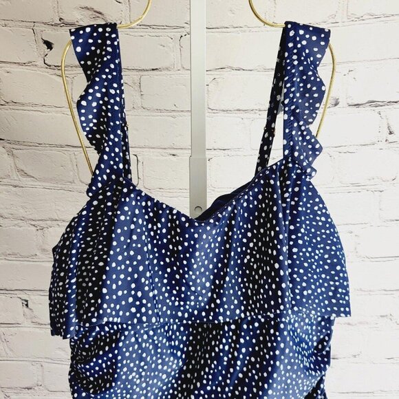 Kona Sol Women's Polka Dot Ruffle Shoulder One Piece Swimsuit BT7-R - Picture 4 of 6